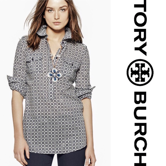 EUC: Tory Burch Brigette Tunic Geometric Print - Picture 1 of 4